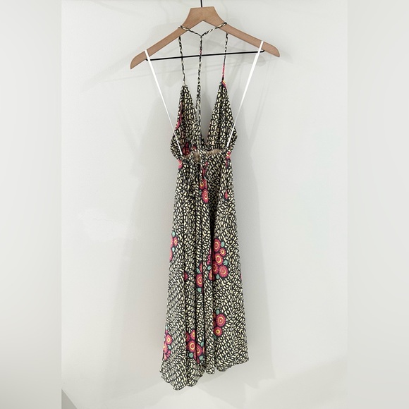 Tricia Fix Geo Print Halter Dress Gray Pink Size Small - Picture 6 of 6